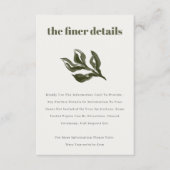 Rustikale Boho Retro Grüne botanische Hochzeit Det Begleitkarte (Vorderseite)