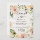 Rustikale BOHO Rosa Blume Mommy to Bee Dusche Einladung (Vorderseite)