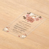 Rustikale Boho-Roségold-Elfenbein-Hochzeit Acryleinladungen (Ablage )