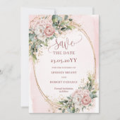 Rustikale Boho-Roségold-Grünpflanzen Save The Date (Vorderseite)