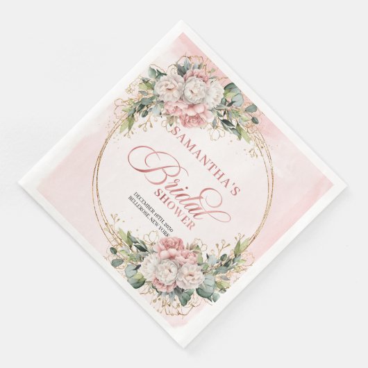 Rustikale Boho-Roségold-Grünzeug-Braut-Show-Napki Serviette (Ecke)