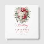 Rustikale Boho-Rot-Blush-Blumen-Gästebuch-Anmeldun Gästebuch (Vorderseite)