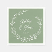 Rustikale Boho Sage Green Wildblume Blumenhochzeit Serviette (Vorderseite)