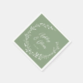 Rustikale Boho Sage Green Wildblume Blumenhochzeit Serviette (Ecke)