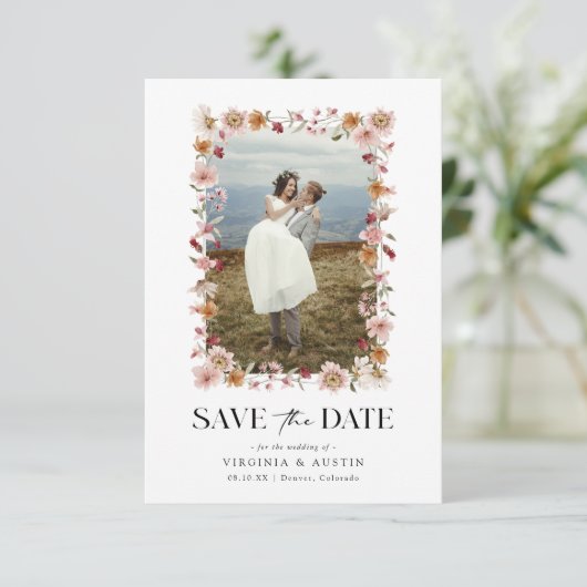 Rustikale Boho Save the Date-Karte Save The Date (Stehend Vorderseite)