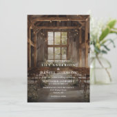 Rustikale Boho-Scheunen-Lichterketten Hochzeit All Einladung (Stehend Vorderseite)