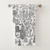 Rustikale Boho Schwarz-Weiß-Baum-Muster Badhandtuch Set (Insitu)