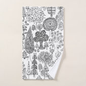 Rustikale Boho Schwarz-Weiß-Baum-Muster Badhandtuch Set (Handtuch)