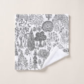 Rustikale Boho Schwarz-Weiß-Baum-Muster Badhandtuch Set (Waschlappen)