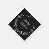 Rustikale Boho Schwarz-weiße Wildblume Blumenhochz Serviette (Ecke)