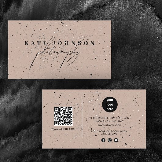 Rustikale Boho Signature Script QR Code Social Med Visitenkarte