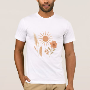 Rustikale Boho-Sonne & Pampas-Design Bohemian Fl T-Shirt