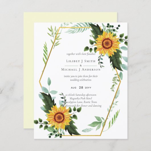 Rustikale BOHO Sonnenblumen Grüne Hochzeit (Vorne/Hinten)