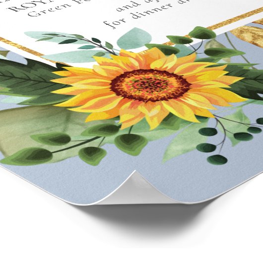 Rustikale BOHO Sonnenblumen Grüne Hochzeit Poster (Ecke)