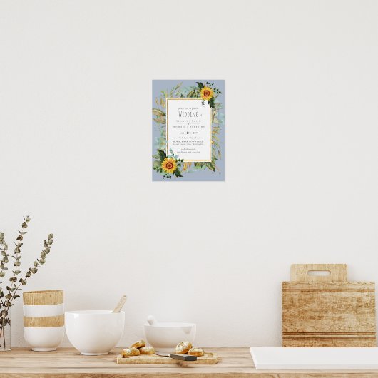 Rustikale BOHO Sonnenblumen Grüne Hochzeit Poster (Küche)