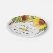 Rustikale Boho Sonnenblumen Hochzeitsfeier Favorit Pappteller (Schrägansicht)