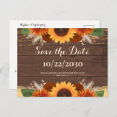 Rustikale Boho Sonnenblumen-Rose Hochzeit speicher Postkarte (Vorne/Hinten)