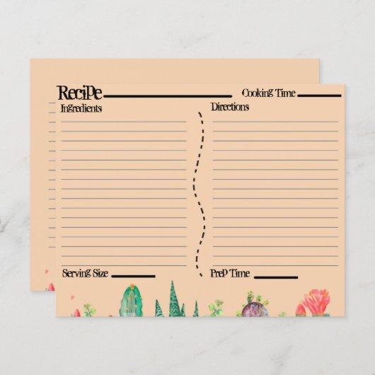 Rustikale Boho Southwest Catcus Rezeptionskarten (Vorne/Hinten)