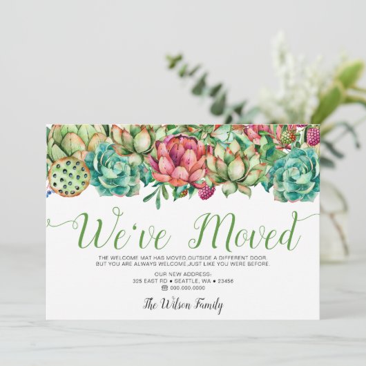 Rustikale Boho Sukkulente Kaktus haben wir bewegt  Ankündigung (Stehend Vorderseite)