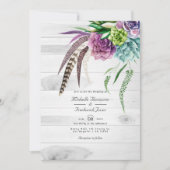 Rustikale Boho-Sukkulenten QR-Code-RSVP-Hochzeit Einladung (Vorderseite)