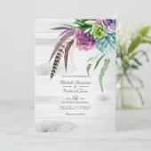 Rustikale Boho-Sukkulenten QR-Code-RSVP-Hochzeit Einladung (Stehend Vorderseite)