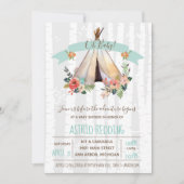 Rustikale Boho Teepee Gender Neutral Baby Dusche Einladung (Vorderseite)