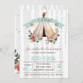 Rustikale Boho Teepee Gender Neutral Baby Dusche Einladung