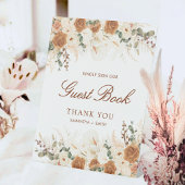 Rustikale Boho-Terrakotta-Blumen-Gästebuch Sockelschild