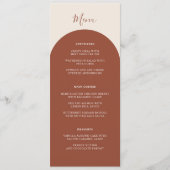 Rustikale Boho-Terrakotta-Bögen Retro-Hochzeitsdin Menükarte (Vorderseite)