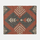 Rustikale Boho-Terrakotta-Drucke Fleecedecke (Vorderseite (Horizontal))