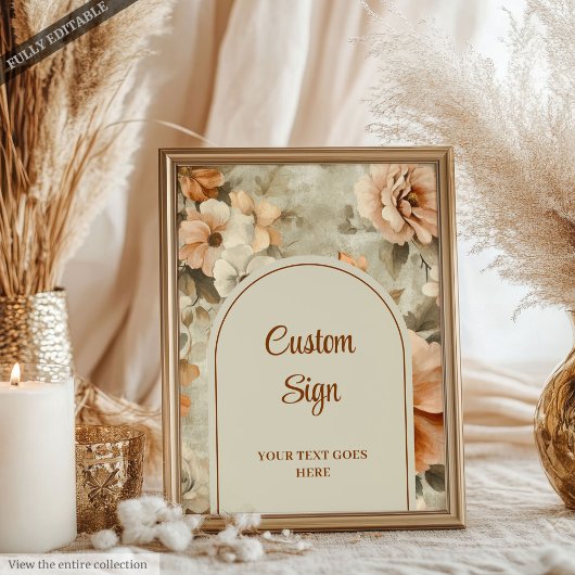 Rustikale Boho-Terrakotta-Elfenbein-Blumenmuster-P Poster
