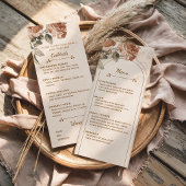 Rustikale Boho-Terrakotta-Floral-Hochzeitsmenü | Menükarte