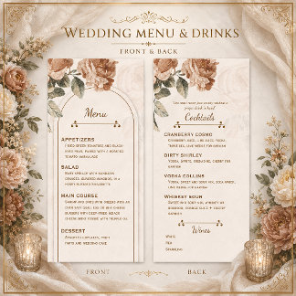 Rustikale Boho-Terrakotta-Floral-Hochzeitsmenü | Menükarte