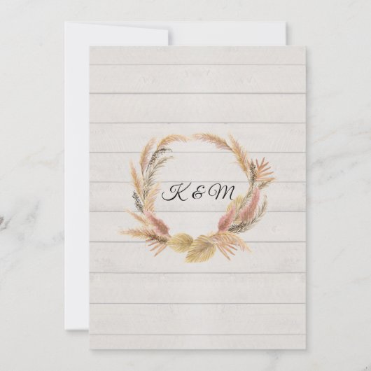 Rustikale BOHO Tropische Pampas Grüne Blüte Blüte Einladung (Rückseite)