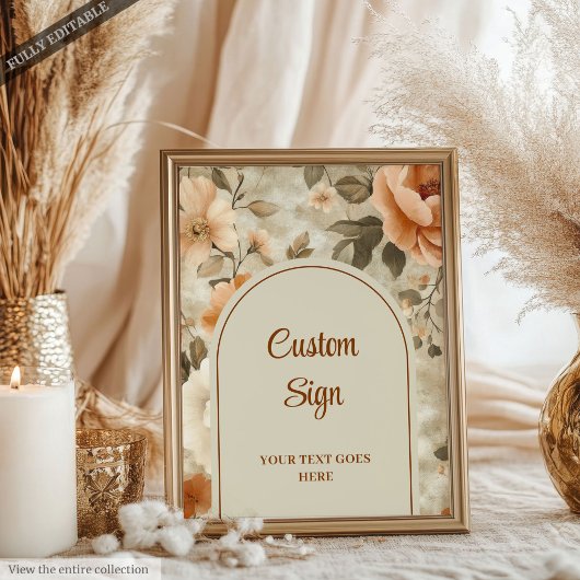 Rustikale Boho verbrannte Orange Elfenbein Salbei Poster
