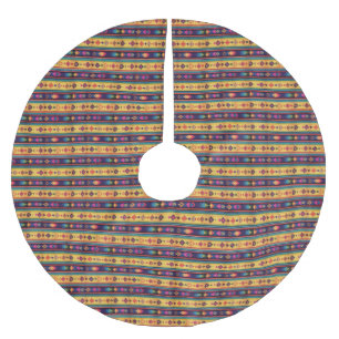 Rustikale Boho-Volks kunst-Diamantmuster Polyester Weihnachtsbaumdecke
