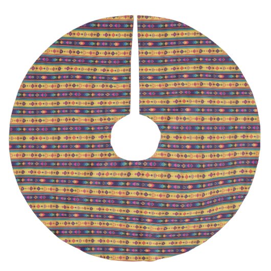 Rustikale Boho-Volks kunst-Diamantmuster Polyester Weihnachtsbaumdecke (Vorderseite)
