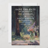 Rustikale Boho-Wald-Blumen-Mason-Glas-Foto-Hochzei Save The Date (Vorderseite)