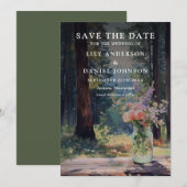 Rustikale Boho-Wald-Blumen-Mason-Jar-Hochzeit Save The Date (Vorne/Hinten)