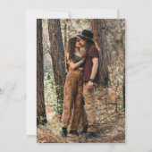 Rustikale Boho-Wald-Lichterketten-Foto-Hochzeit Save The Date (Rückseite)