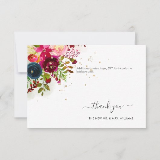 Rustikale Boho Wasserfarbe Schwarze Marsala Marine Einladung (Rückseite)