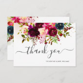 Rustikale Boho Wasserfarbe Schwarze Marsala Marine Einladung (Vorne/Hinten)