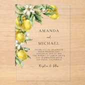 Rustikale Boho Wasserfarbe Zitronenfrüchte Zitrusf Acryleinladungen (Vorderseite)