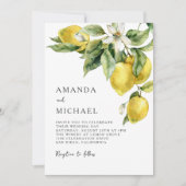 Rustikale Boho Wasserfarbe Zitronenfrüchte Zitrusf Einladung (Vorderseite)