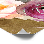 Rustikale Boho Wasserfarben Blume Hochzeitszeichen Poster (Ecke)