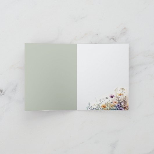 Rustikale Boho Wasserfarben-Wildblumen Dankeskarte (Innenseite)