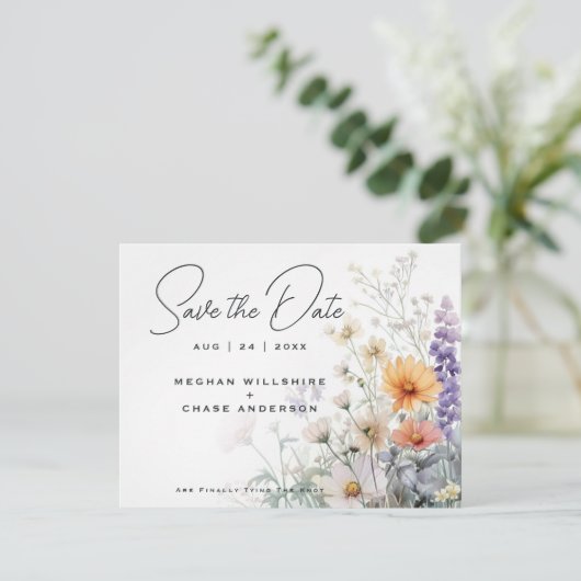 Rustikale Boho Wasserfarben-Wildblumen Einladung (Stehend Vorderseite)