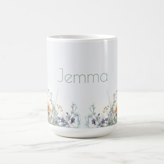 Rustikale Boho Wasserfarben-Wildblumen Kaffeetasse (Mittel)