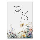Rustikale Boho Wasserfarben-Wildblumen Tischnummer (Rückseite)