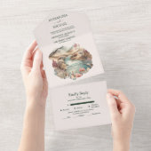 Rustikale Boho Wasserfarbenhochzeit All In One Einladung (Abreißen)